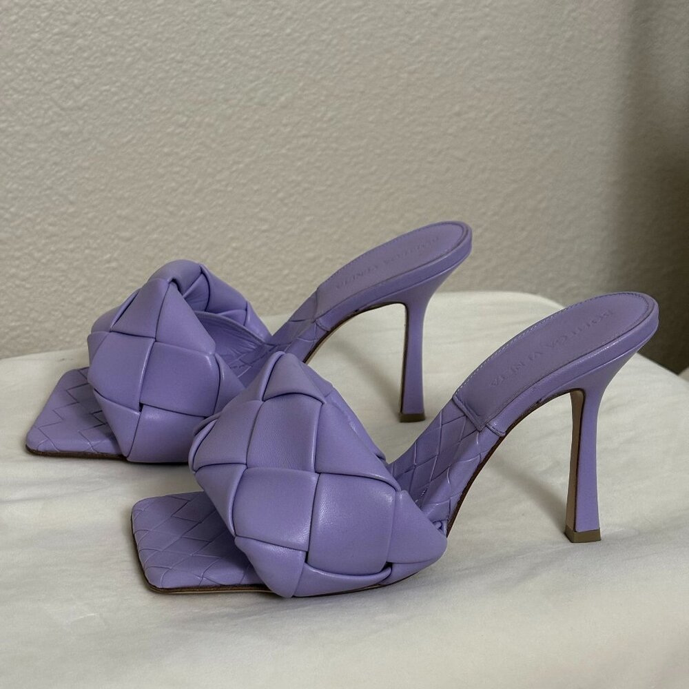 Bottega Veneta Lido Heeled Sandals Intrecciato Weave Leather - Picture 9 of 13